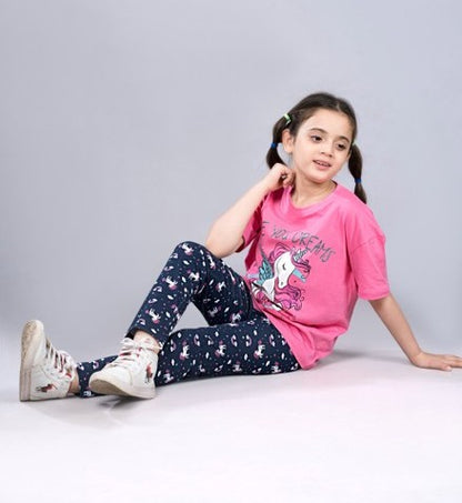 Girls  Premium Cotton  Printed Oversized T-shirt pack of  2