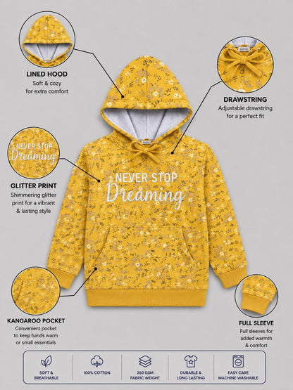 Girls Premium Soft cotton full sleeve Printed Hooded Sweatshirt