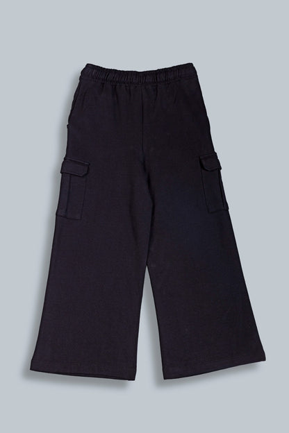 Reversible Sequins Hoodie Sweatshirt and Solid Cargo Pant set- Black