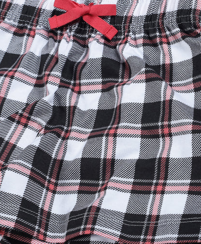 Plum Tree Girls  All Over Multi Colored check Printed Shorts( Pack of 2)-ORNAGE&WHITE