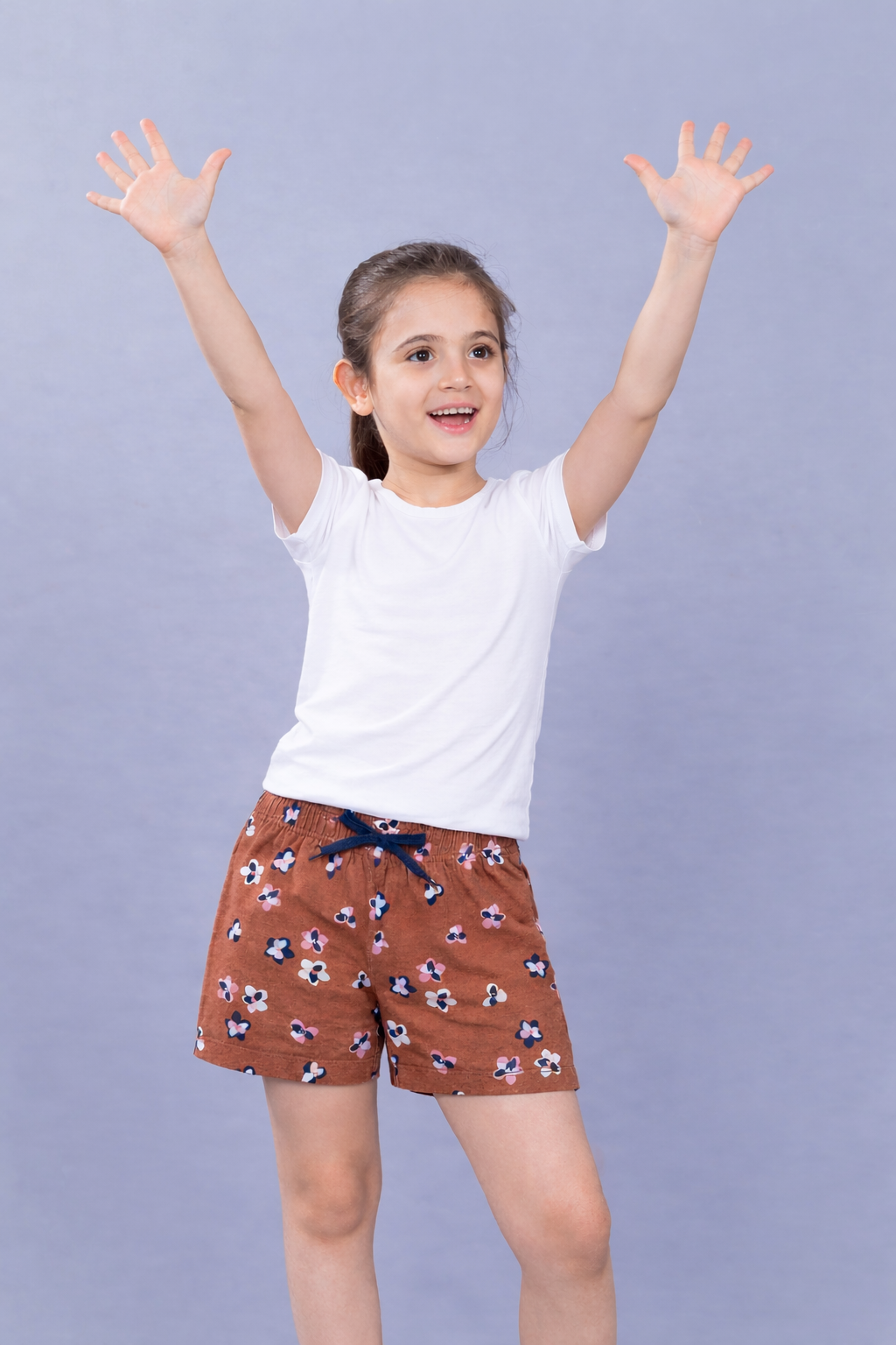 Girls Premium Cotton Printed Knit Shorts Pack Of 2