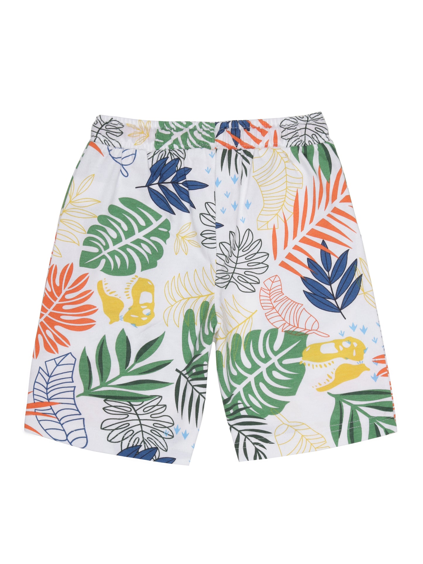 Boys 2 piece pure cotton All Over Printed Co-ordinating Top and Short Set-OFF WHITE TROPICAL AOP