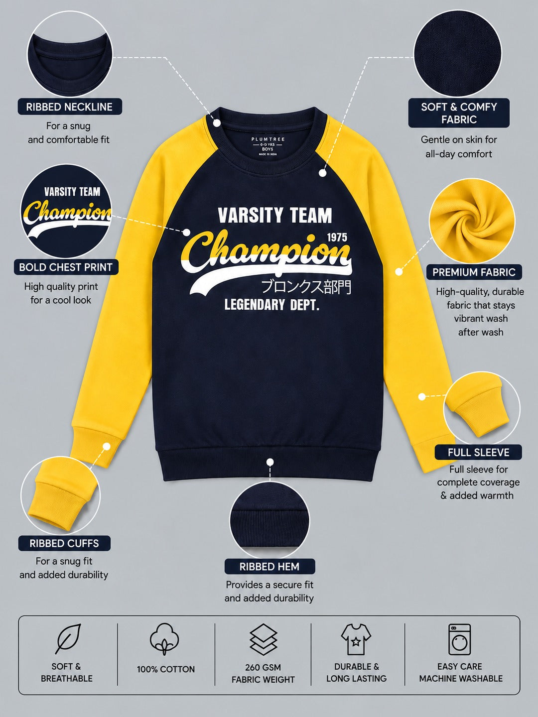 Boys Premium Soft Cotton Full Sleeve Printed Round Neck Sweatshirt