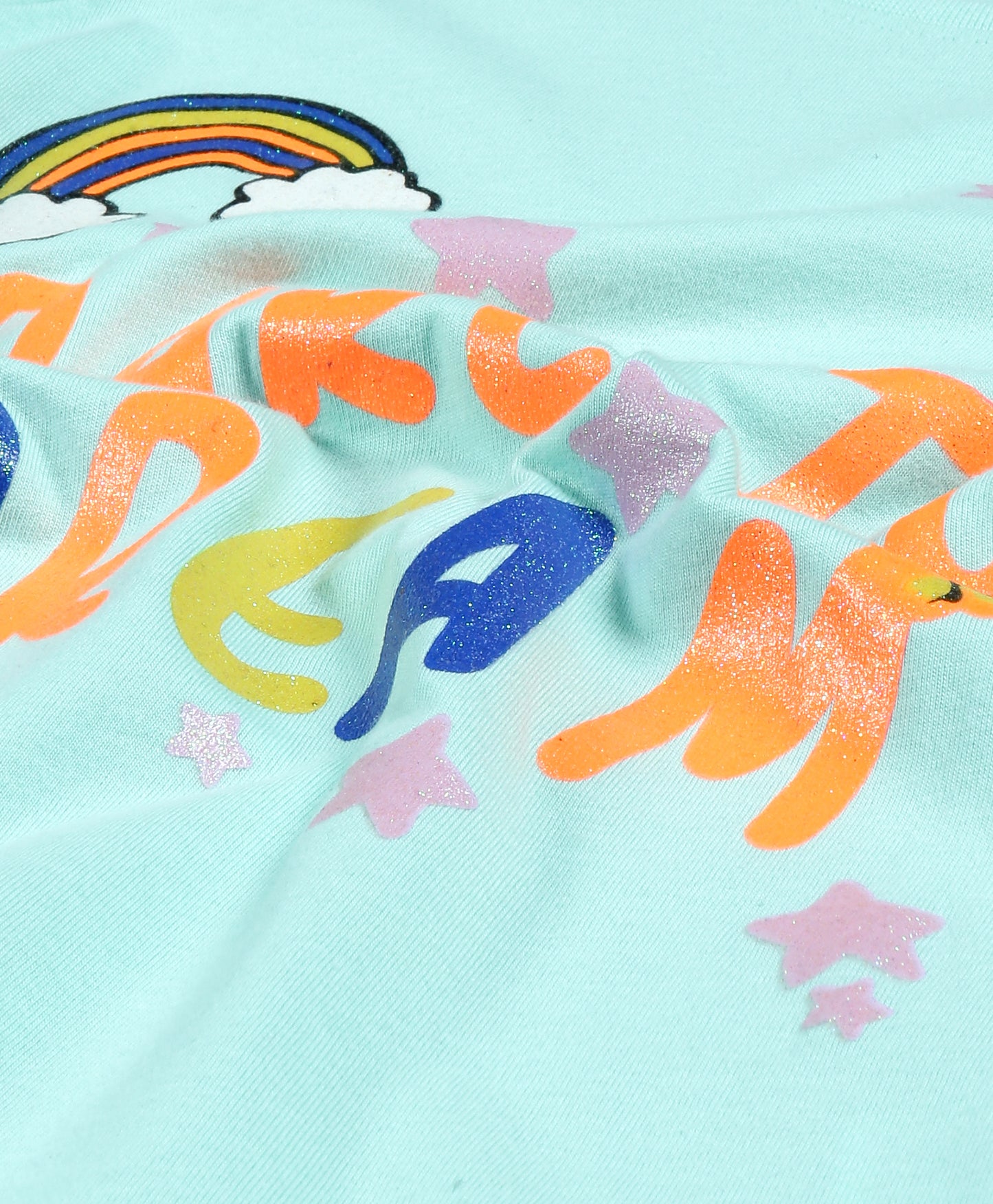 Plum Tree Girls Dare To Dream Print  T-shirt( Pack of 2)-YELLOW & POOL BLUE
