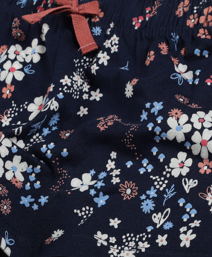 Plum Tree Girls  All Over Multi Colored floral  Printed Shorts( Pack of 2)-RED & NAVY