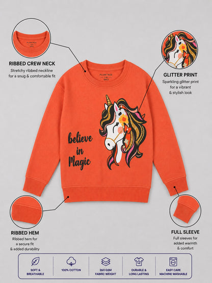 Girls Premium Soft Cotton Full Sleeve Printed Round Neck Sweatshirt