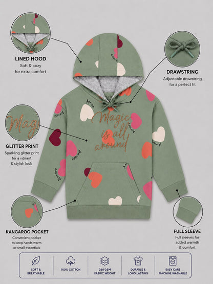 Girls Premium Soft cotton full sleeve Printed Hooded Sweatshirt