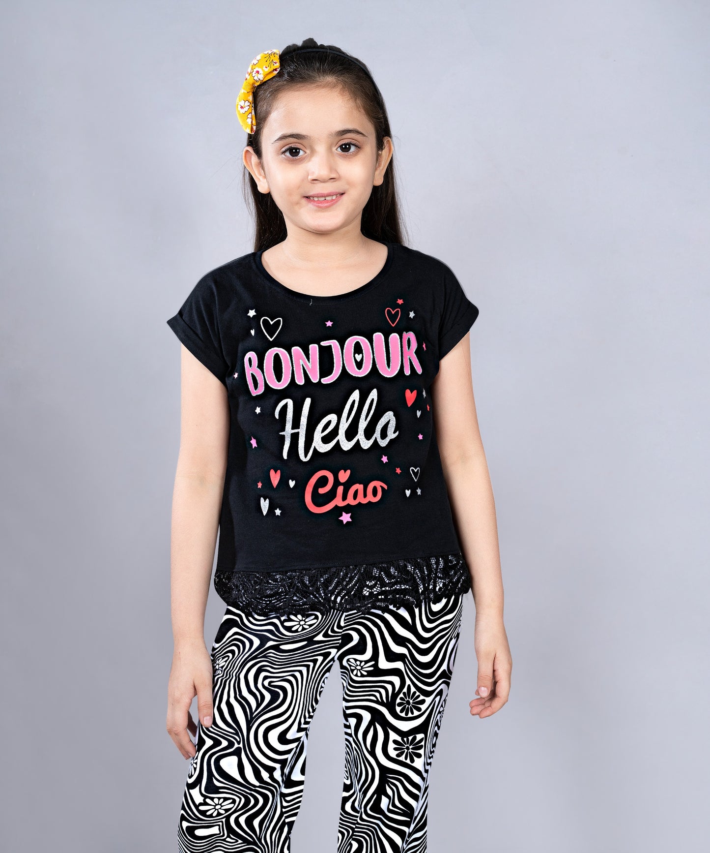 Girls Premium Cotton Crop Top With Lace Border Pack of 2