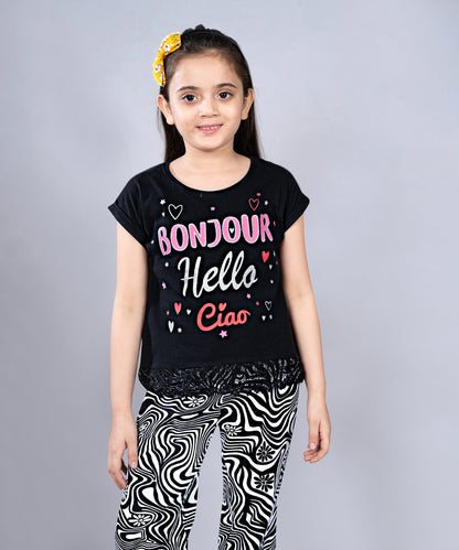 Girls Premium Cotton Crop Top With Lace Border Pack of 2