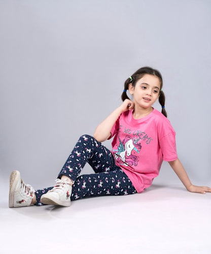 Girls  Premium Cotton  Printed Oversized T-shirt pack of  2