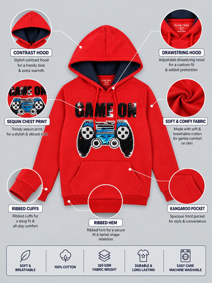 Boys Premium Soft Cotton Full Sleeve Printed Hooded Sweatshirt