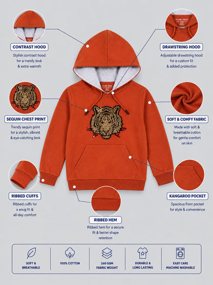 Boys Premium Soft Cotton Full Sleeve Printed Hooded Sweatshirt