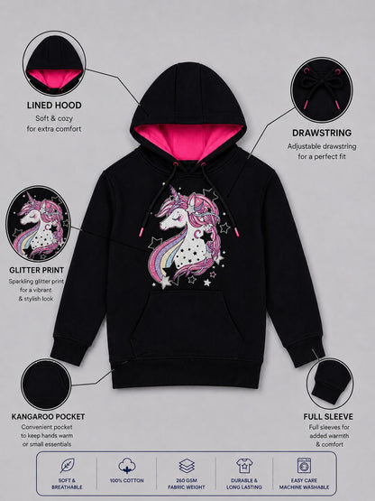 Girls Premium Soft cotton full sleeve Printed Hooded Sweatshirt