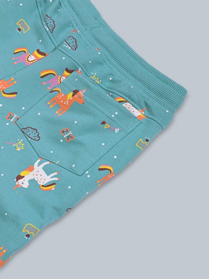 Girls Premium Soft Cotton Printed Wide Leg Pant
