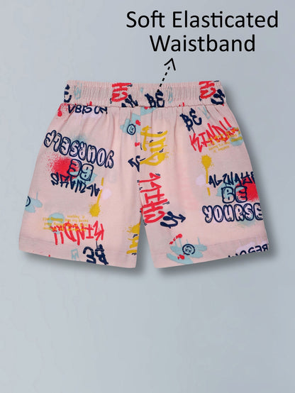 Girls Trendy Cotton Top & Shorts Co-ord Set