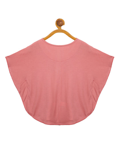 Girls Set of 2 printed Soft Rayon Poncho T-shirts-YELLOW	CORAL