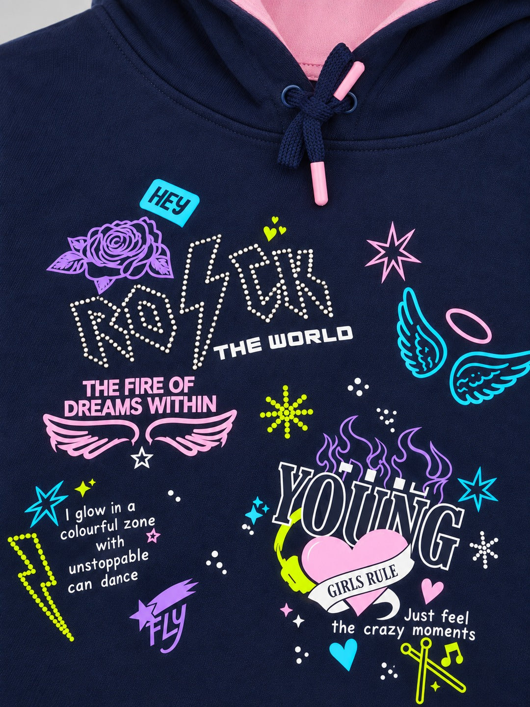 Girls Premium Soft Cotton Full Sleeve Printed Hooded Sweatshirt