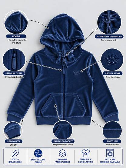 Girls Premium Soft Cotton Full Sleeve Printed Hooded Sweatshirt