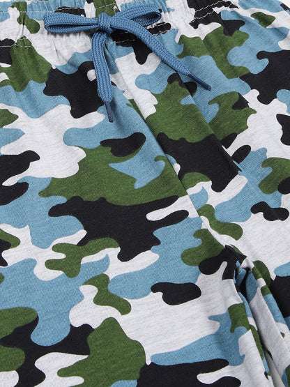 Boys Pure Cotton 2 pack printed Jersey shorts-CAMOFLAGUE NAVY