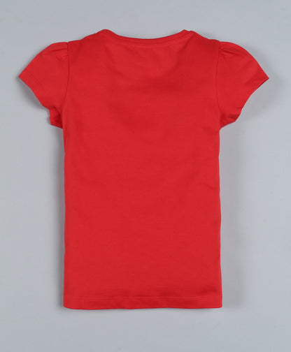 Plum Tree Girls Mommy Superstar Print  T-shirt( Pack of 2)-RED & OFF WHITE