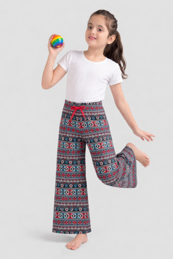 Girls Premium Cotton Printed Wide Leg Pant pack of 2