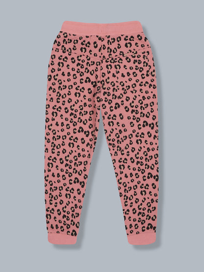 Sequins Hoodie Sweatshirt and Printed Jogger set- Pink