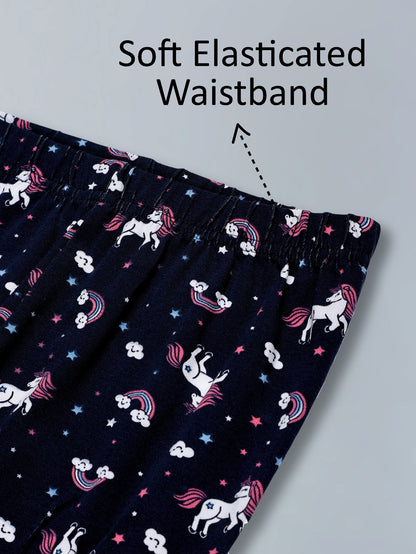 Girls Cotton Lycra Stretch Printed Legging Pack of 2