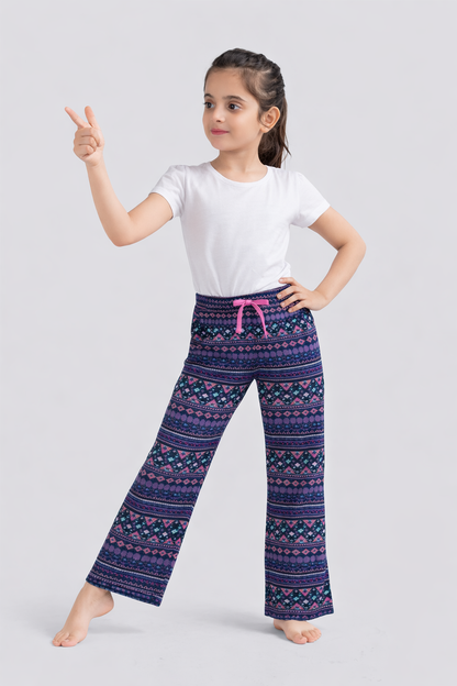 Girls Premium Cotton Printed Wide Leg Pant pack of 2