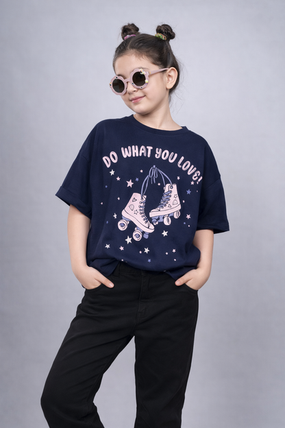 Girls  Premium Cotton  Printed Oversized T-shirt pack of  2