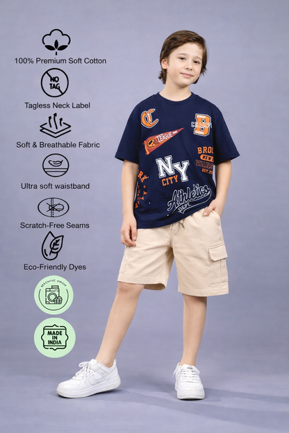 Boys Trendy Oversized T-Shirt & Cargo Shorts Set