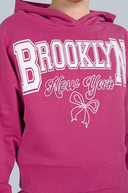 Girls Crop Hoodie Sweatshirt and Wide Leg Cargo Pants