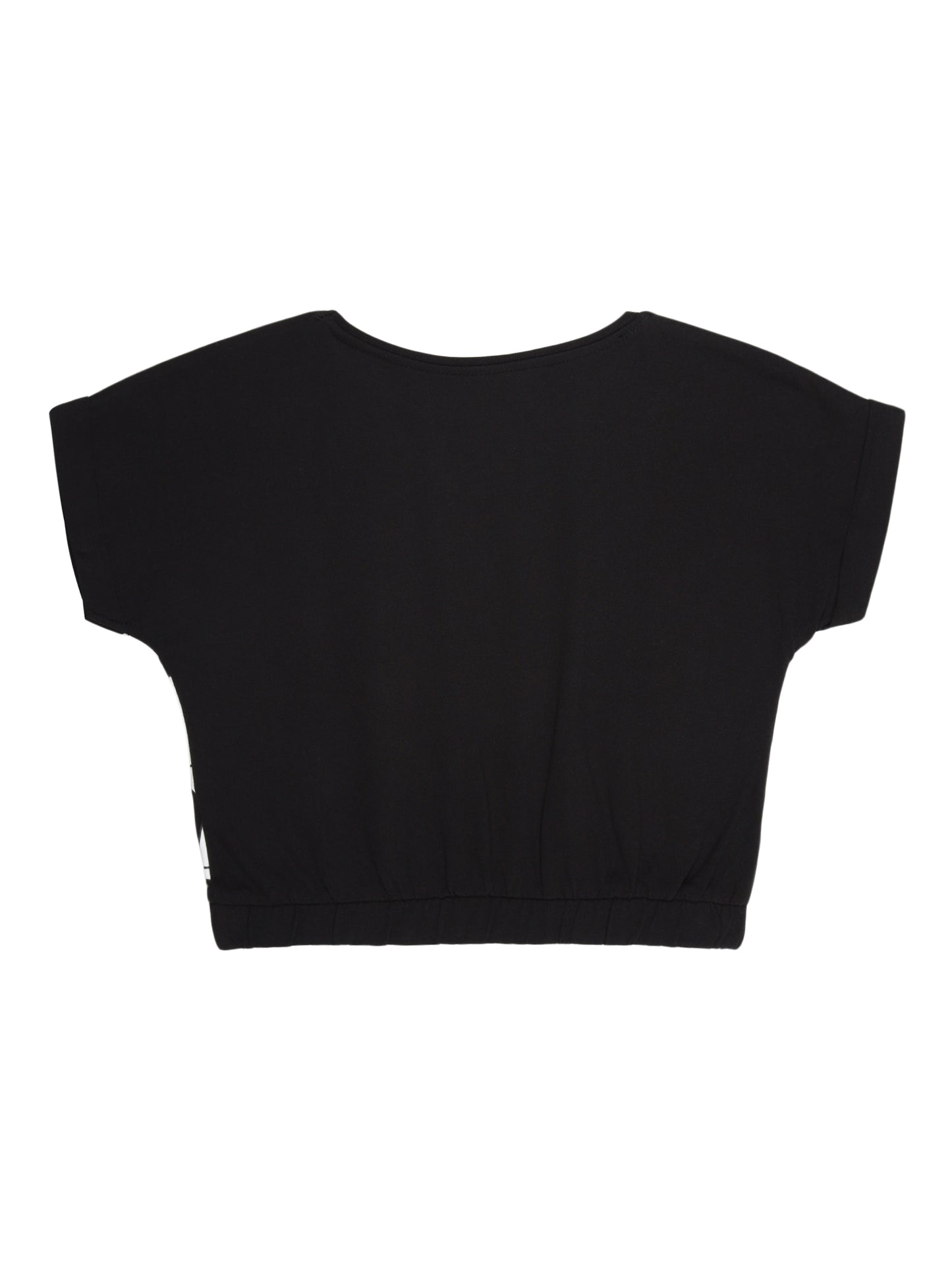 Girls Set of 2 printed pure cotton Crop Top-CORAL BLACK