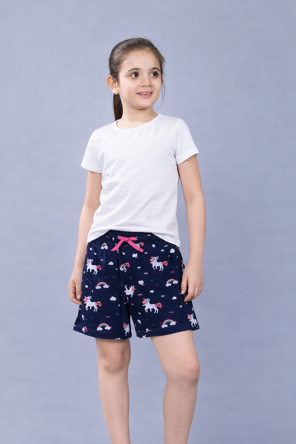 Girls Premium Cotton Printed Knit Shorts Pack Of 2