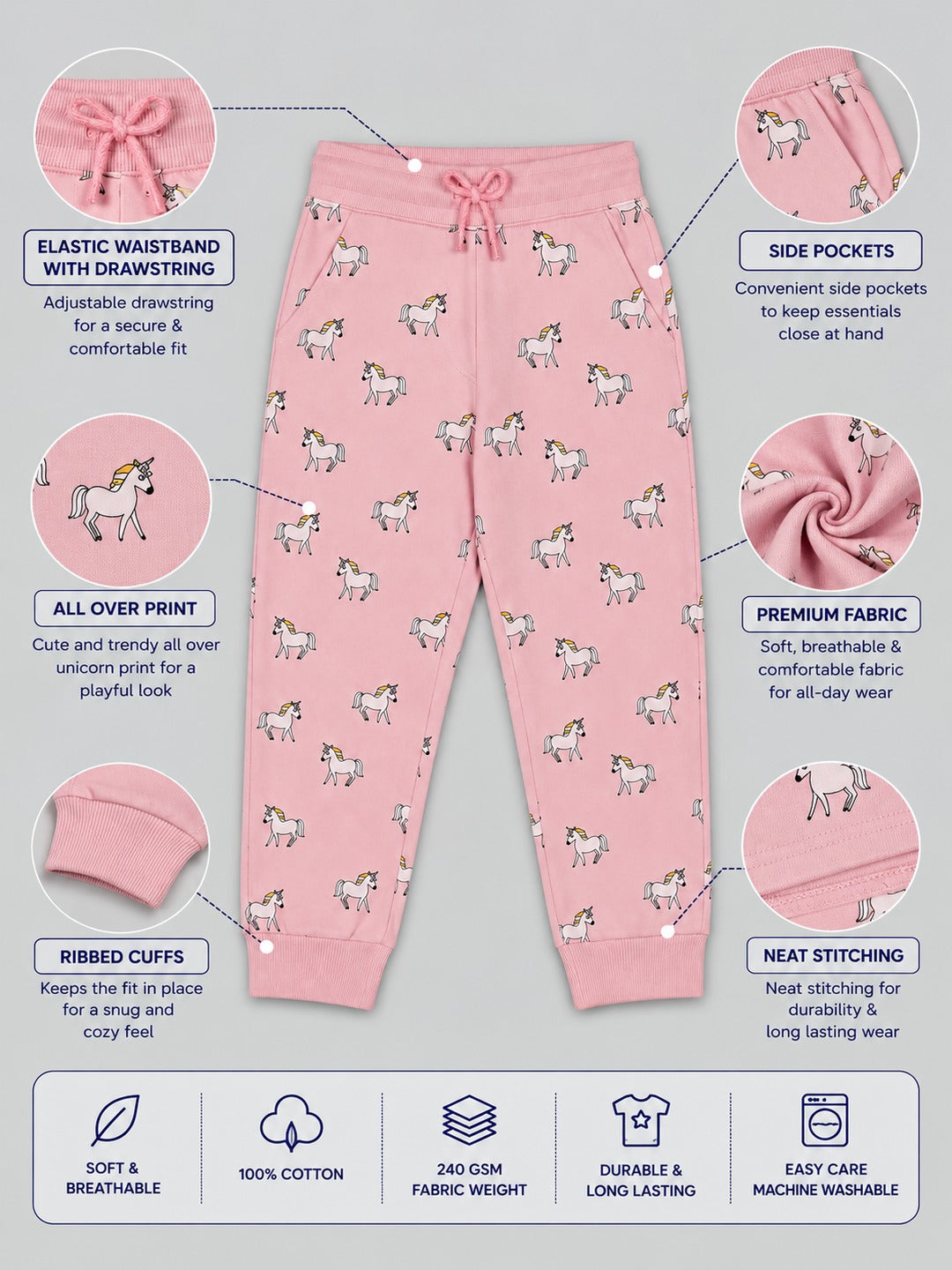 Girls Premium Soft cotton Regular Fit Printed Jogger