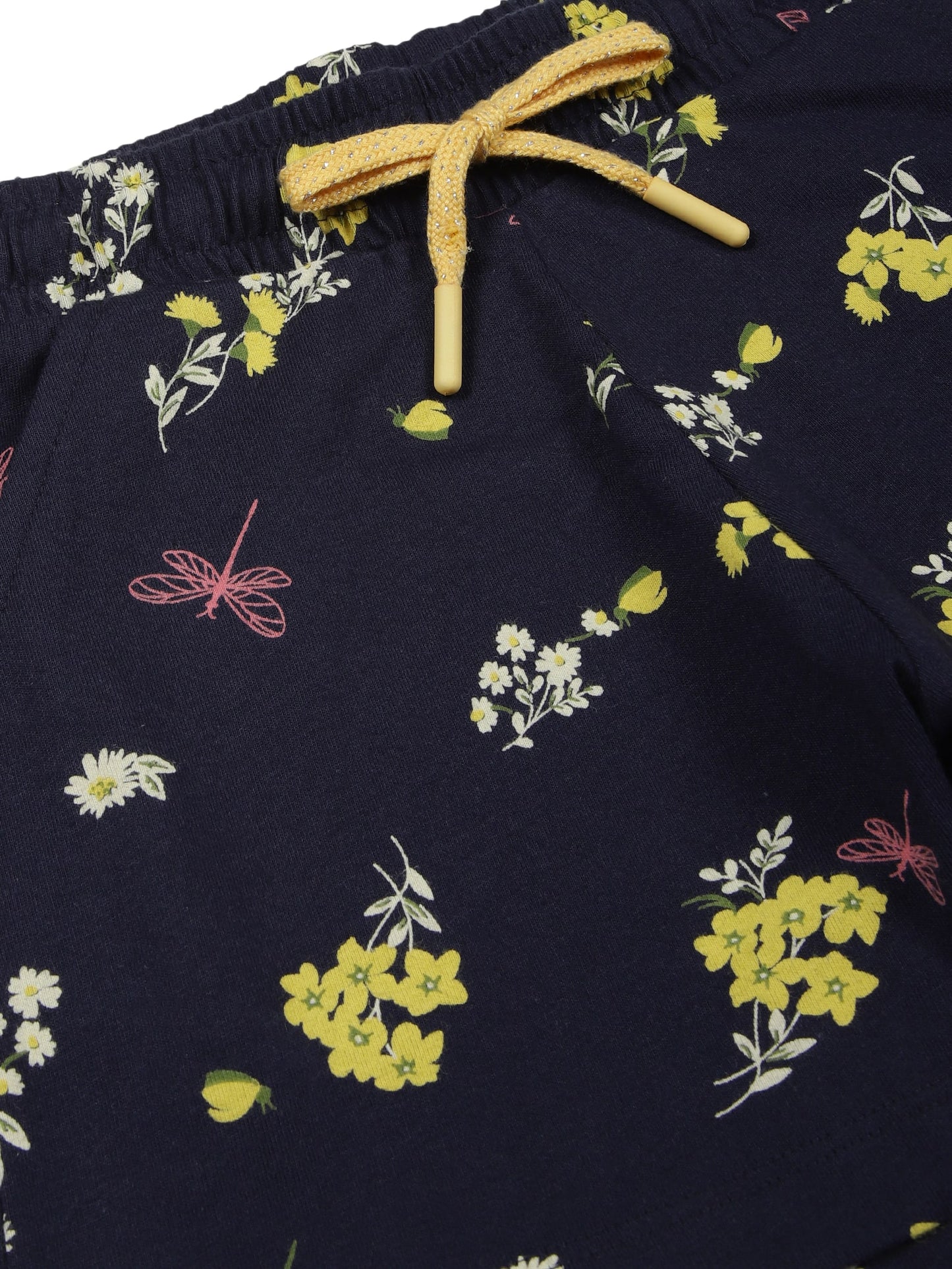 Girls 2 piece pure cotton All Over Printed Co-ordinating Top and Short Set-TRUE NAVY AOP
