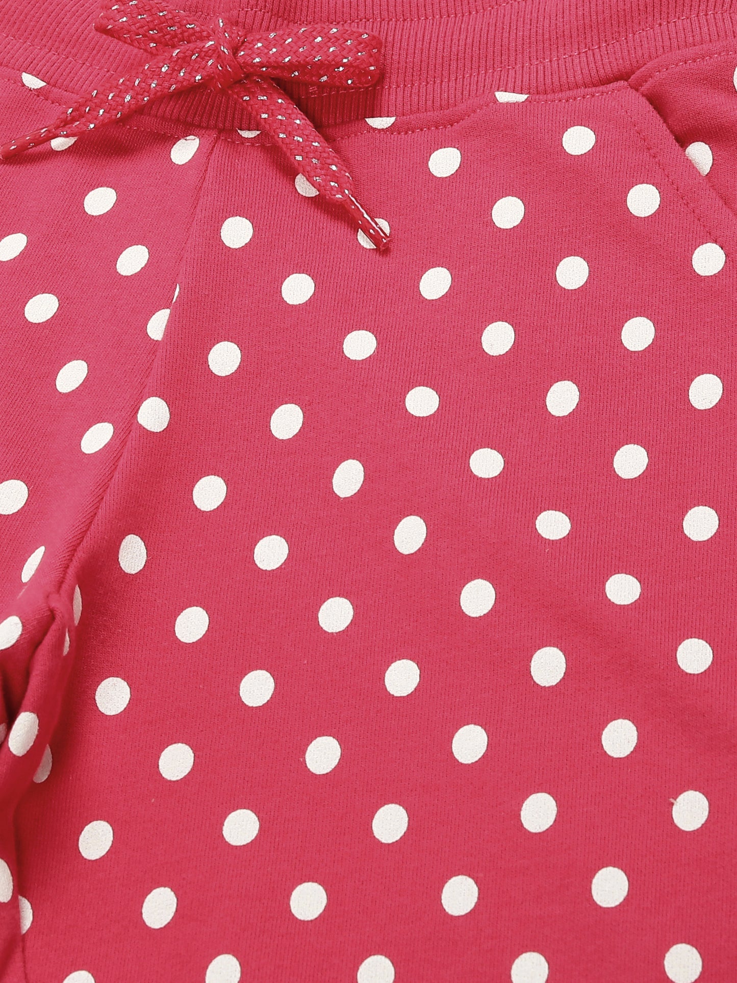 Polka Printed Hoodie Sweatshirt and Printed Jogger set- Red