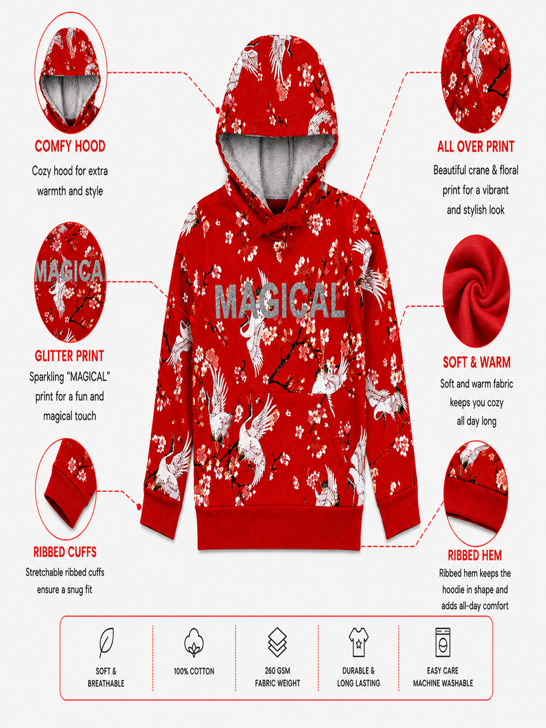 Girls Premium Soft cotton full sleeve Hooded Sweatshirt
