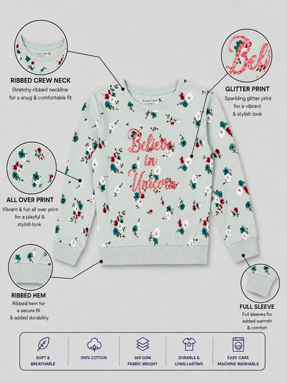 Girls Premium Soft Cotton Full Sleeve Printed Round Neck Sweatshirt