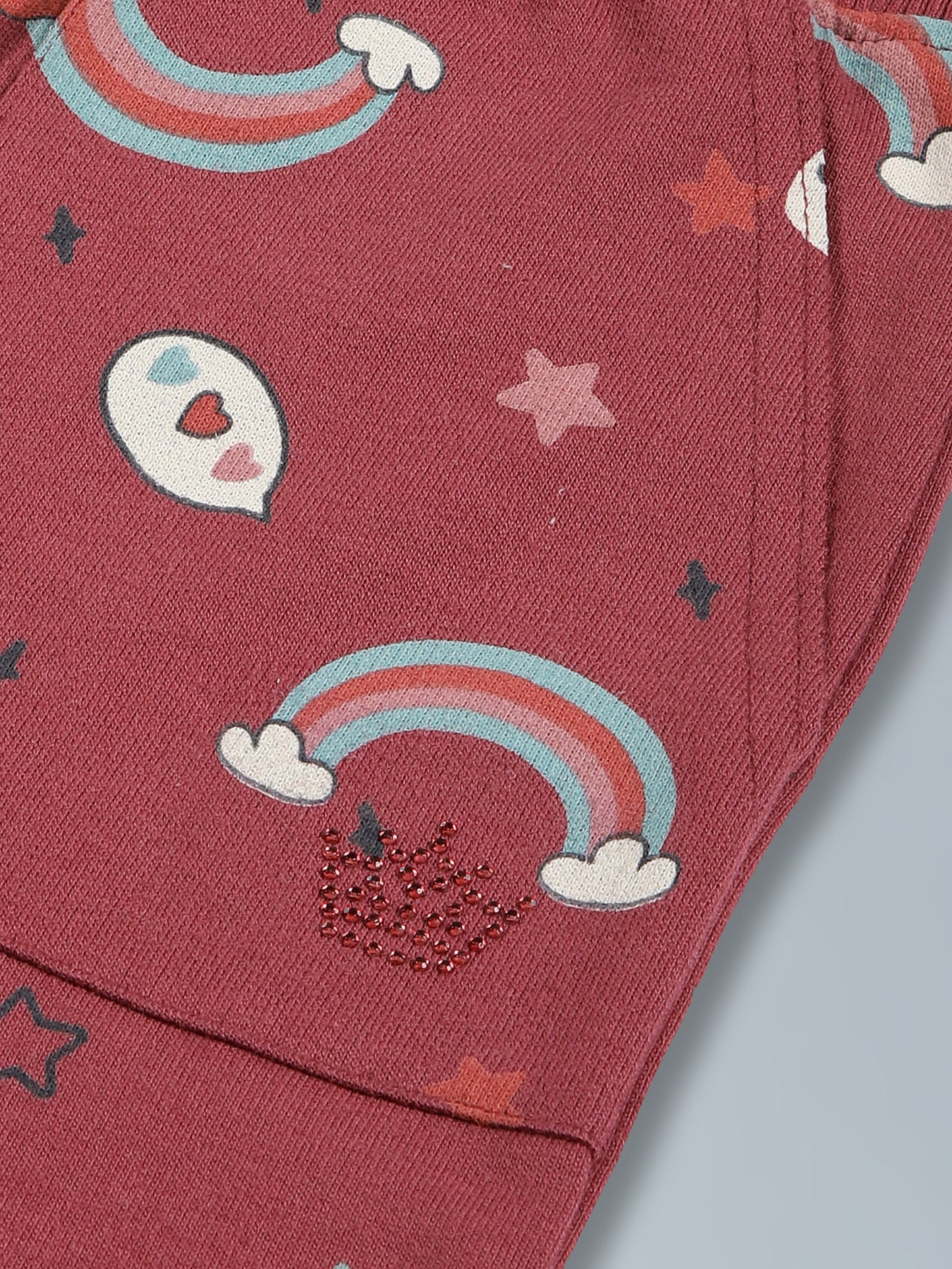 Hoodie Zip Up Sweatshirt and Printed wide leg pant set- Purple