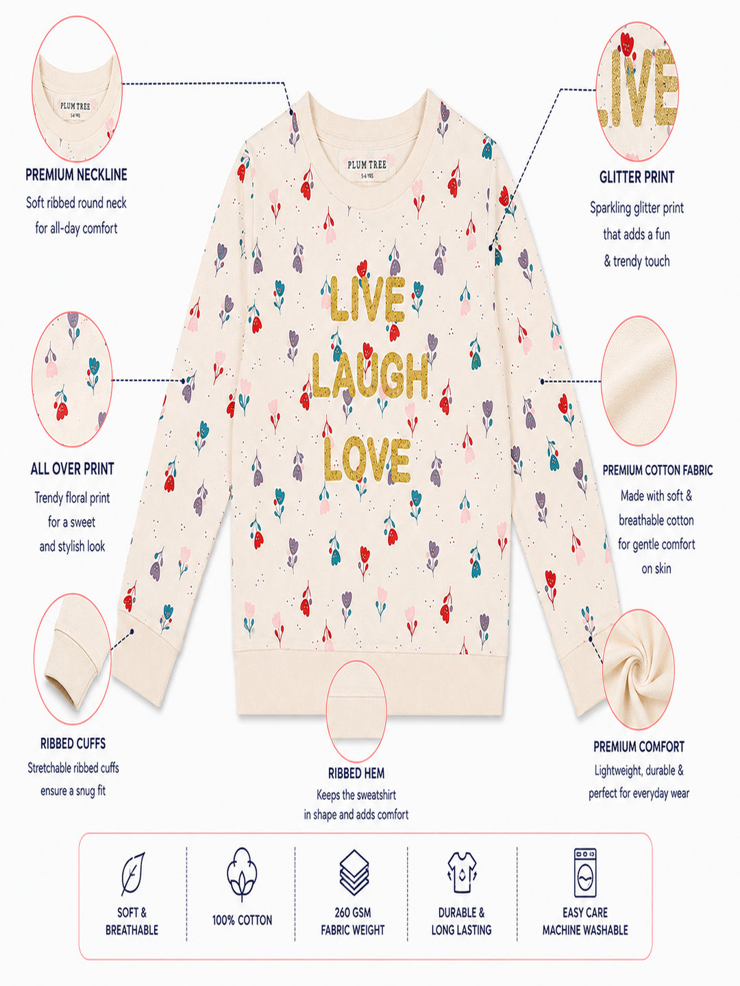 Girls Premium Soft cotton full sleeve Round Neck Sweatshirt