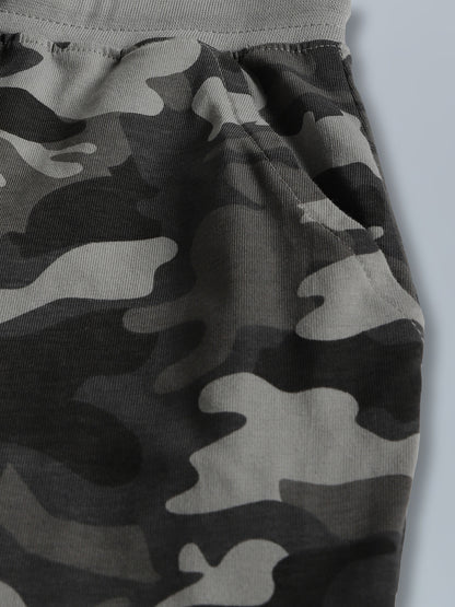 Plum Tree Boys 100% Cotton Full Sleeve  All Over Camoflague Printed T-Shirt & Jogger Set ( Pack Of 2) - Camoflague