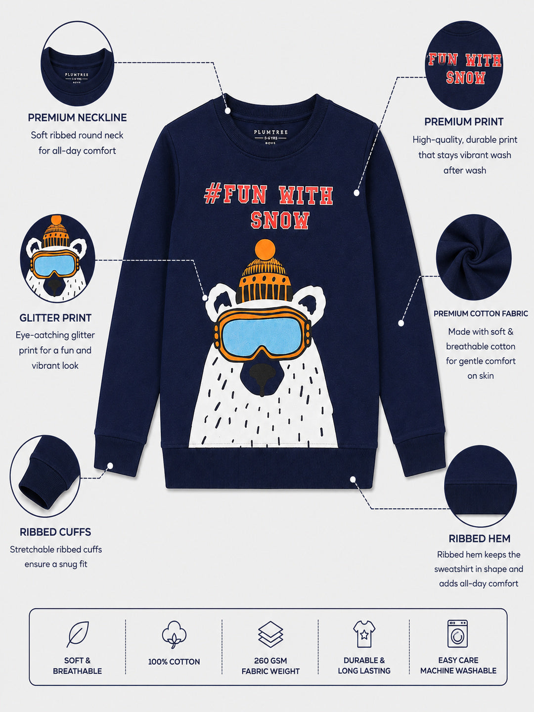 Boys Premium Soft cotton full sleeve Round Neck Sweatshirt