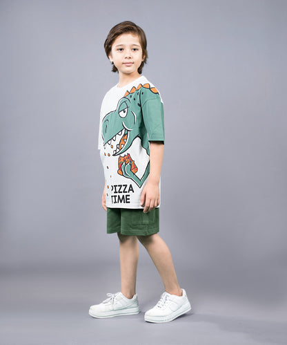 Boys Trendy Oversized T-Shirt & Cargo Shorts Set