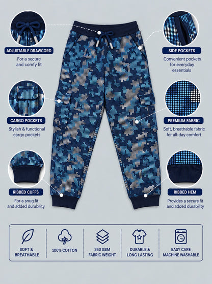 Boys Premium Soft Cotton Printed Cargo Pocket Jogger
