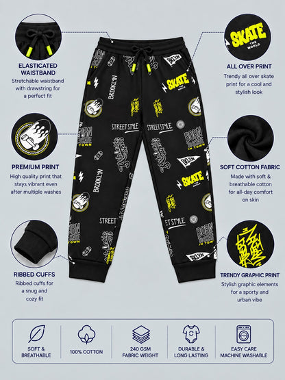 Boys Premium Soft cotton Regular Fit Printed Jogger