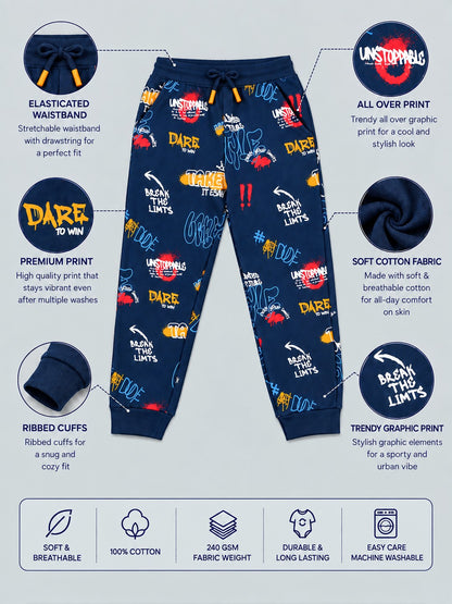 Boys Premium Soft cotton Regular Fit Printed Jogger