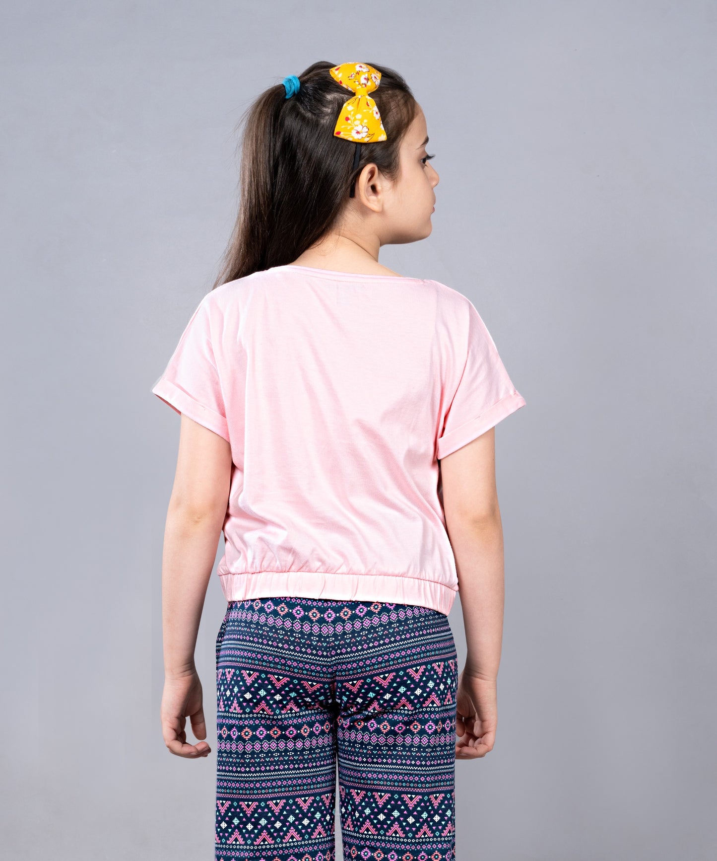 Girls Premium Cotton Crop Top with Elasticated waist  and Wide Leg Pant Set