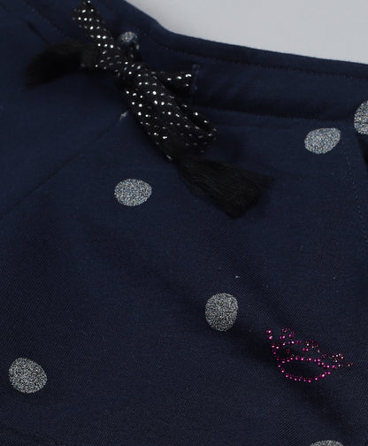 Plum Tree Girls Polka Printed Shorts-Navy