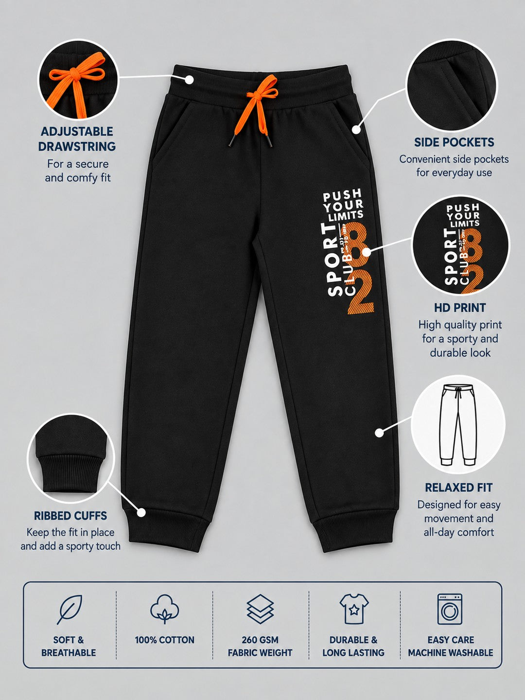 Boys Premium Soft cotton Regular Fit Printed Jogger