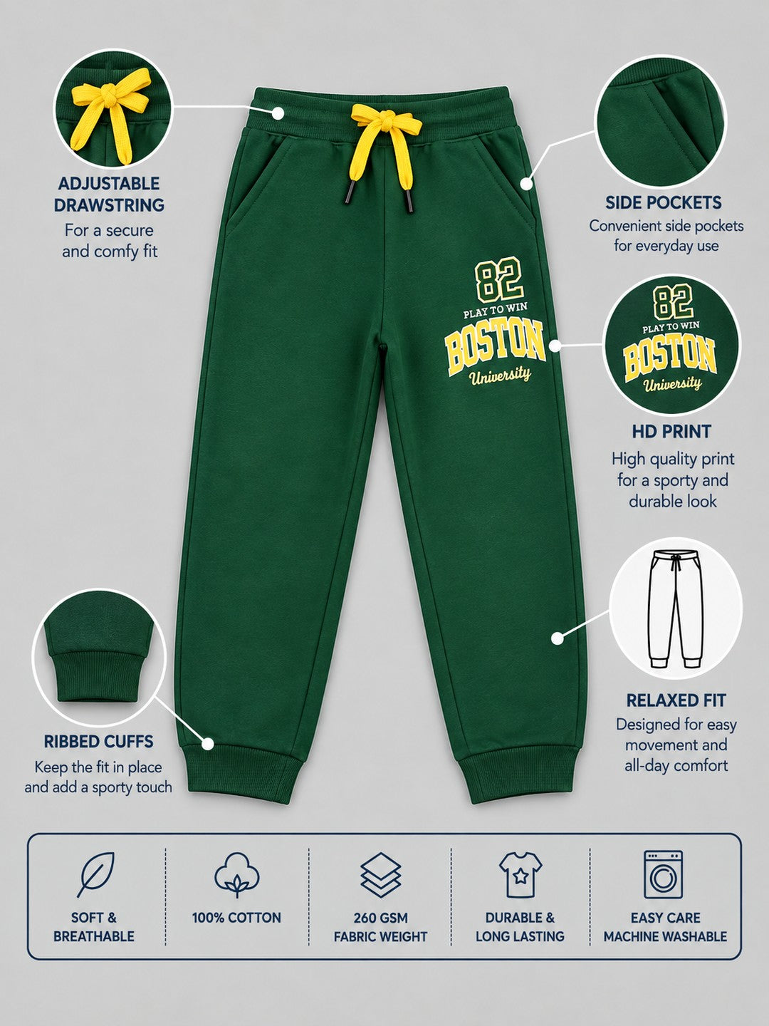 Boys Premium Soft cotton Regular Fit Printed Jogger